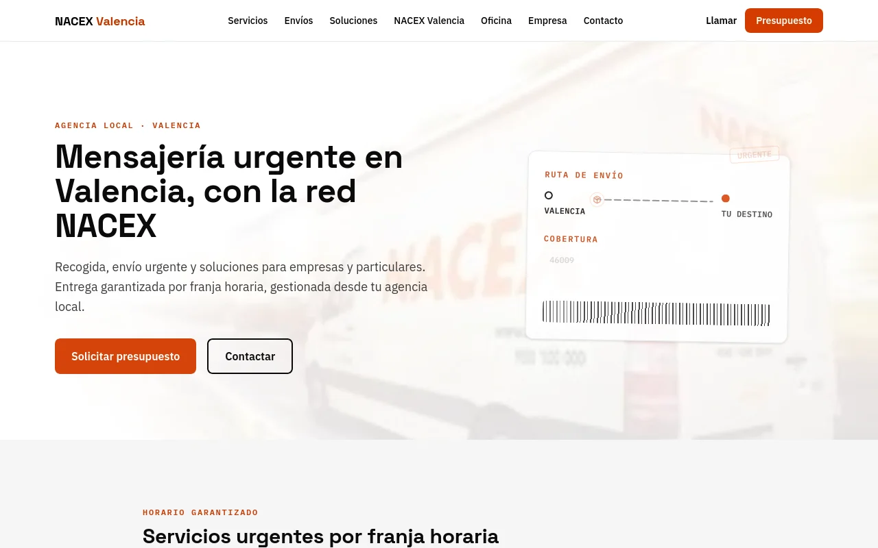 Captura de pantalla de Corredor Parcel / NACEX Valencia